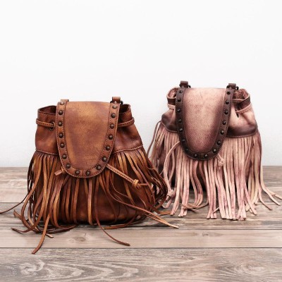 Printing Mochila Feminina Women School Tassel Backpack Vintage Style Bags With For Woman Real Cowhide Female Solid Travel Packs 