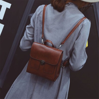 Fashion simple shoulder bag leisure retro simple small pu leather mini backpack vintage style package for teenagers girls