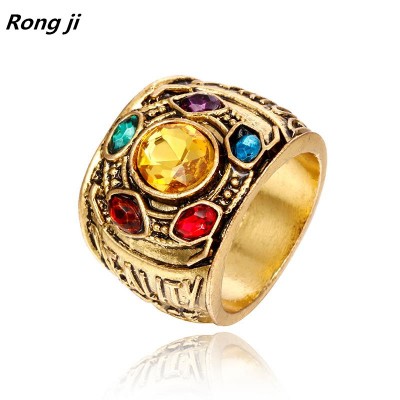 Marvel Avengers thanos Rings pendant men Infinity Gauntlet bague homme anillos mujer women crystal Jewelry