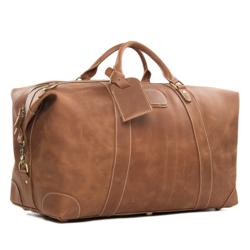 Men/'s 16/" Brown Vintage Genuine Leather Weekend Travel Luggage Duffle Gym Bags