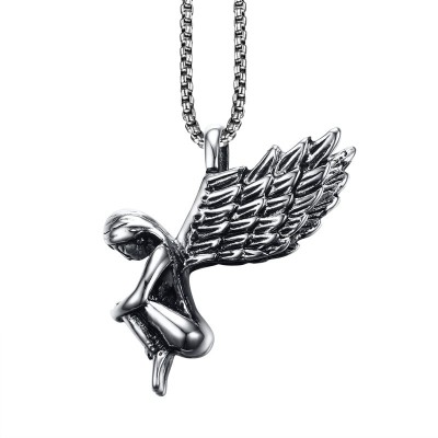 Women Necklaces Angel Wings Stainless steel Pendant Choker Fashion Jewelry Gold Silver color Gift 24