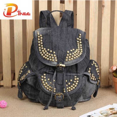 American apparel denim backpack Women Bag School Backpacks for Teenager Girls Casual Travel Bags black blue denim backpack