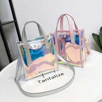 2019 New Brand Womens Handbags Laser Korean Style Bags Transparent Shoulder Bags Jelly Candy Strap Clear Women Bag