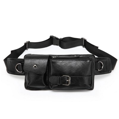 Leather Fanny Pack 2019 Fanny Waist Packs Bag Men Women Multifunction Black/Coffee Shoulder Leather Waist Bag Travel Retro Style Phone Pockets