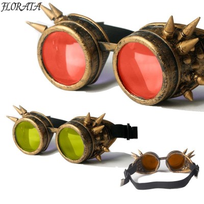 Bronze frame NEW style Steampunk Goggles Unisex Gothic Vintage Style  Punk Gothic Glasses Cosplay 7colour lens