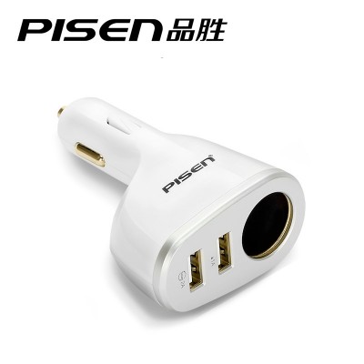 PISEN 2 USB Multifunctional Car Charger Adapter with Cigarette Lighter Vehicle Charging  For iphones, xiaomi ,huawei