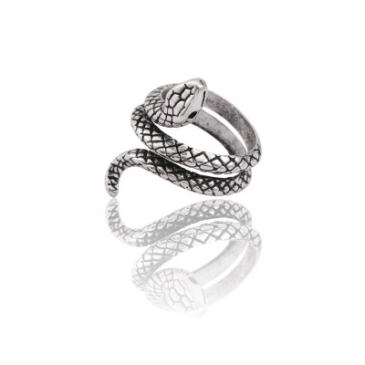 Vintage Punk Animal Ring Men Silver Snake Rings For Women Hip Hop Adjustable Finger Ring Cool Man Male Biker Party Jewelry Anel