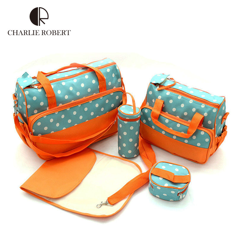5pcs New Baby Diaper Bag Large Fashion Ny Bags For Mommy Multifunctional Maternity Stroller Changing Handbag Hk799