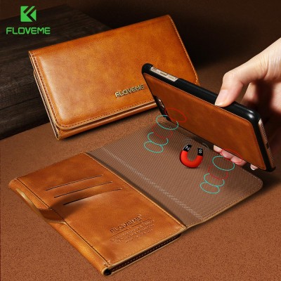 FLOVEME Leather Case For iPhone 6 6s 7 Plus Magnetic Wallet Phone Case For iPhone 6 6s 7 Plus Adsorption Phone Bag Cover