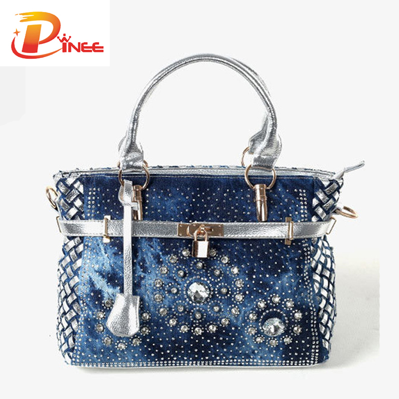 Rhinestone Handbags Designer Denim Handbags Fashion womens handbag ...