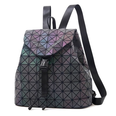 Women Backpack Luminous Geometric Plaid Sequin Female Backpacks For Teenage Girls Bag pack Drawstring Bag Holographic Backpack