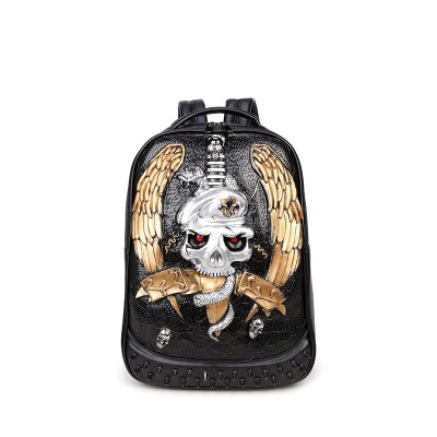 3D Skull Leather Backpack Men women Rivets Skull Backpack Fashion Men Gothic Steampunk Unique backpack cool bag steampunk fashion Shoulder Bags Gothic Punk Backpack Bag