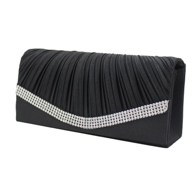 Women Satin Rhinestone Evening Clutch Bag Ladies Day Clutches Purses Chain Handbags Bridal Wedding Party