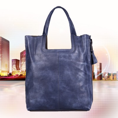 2019 New Soft Leather None Vintage Handbag Handmade Solid Women Totes Genuine Real Cowhide Shoulder Bag Big Laptop Bags 