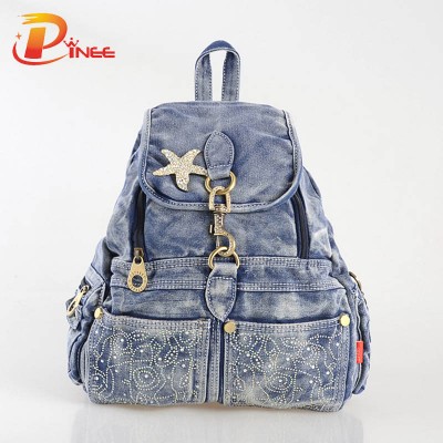 American apparel denim backpack Fashion 2019 Women School Bags Preppy Style Lady Backpack Casual Denim Packsack Rucksacks For Girls black blue denim backpack