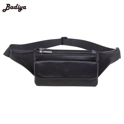 Leather Fanny Pack Multi Layer Fanny Pack Fashion Zipper Design Women Waist Bag New Design PU Leather Travel Fanny Bag Soft Black