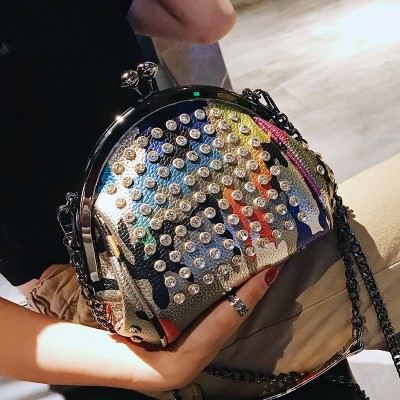 2019 Fashion Brand Women Bag PU Leather Diamonds Shoulder Bag Chain Shell Messenger Bag Female Crossbody Bags For Girls