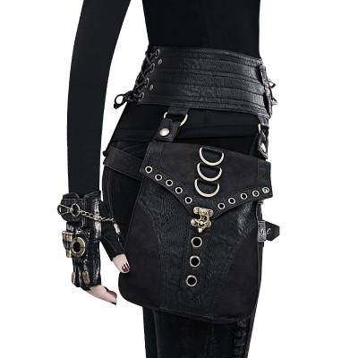 Women Men Unisex Vintage Steampunk Steam Punk Retro Rock Gothic Outdoor Sports Shoulder Waist Bags Packs Motorcycle Bag Two Bags