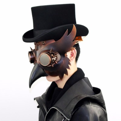 Retro Gold&Black PU Leather Steampunk Mask Women Men Punk Wings Rivets Halloween Cosplay Gothic Mask Props