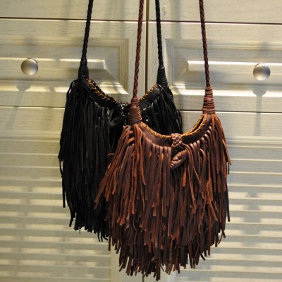 2019 Rushed Limited Solid Women Genuine Leather Tassel Fringed Messenger Bag Boho Hippie Gypsy Fringe Vintage Feminine Shoulder 