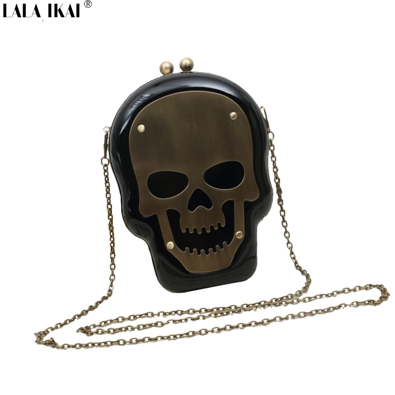 Black Punk Rock Bags for Women Chains Evening Clutches Purses Halloween ...