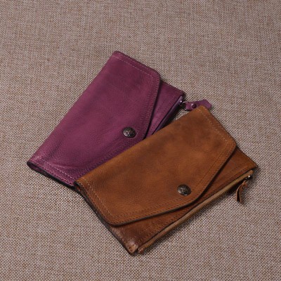 2019 Promotion High Quality Chinese Style Genuine Leather Vintage Female Zipper Purse Name Brand Pattern Clutch Wallet Women 