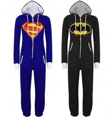 New Arrival Superhero Costume Onesies Adults Superman Blue Onesies Black Batman Onesies for Unisex