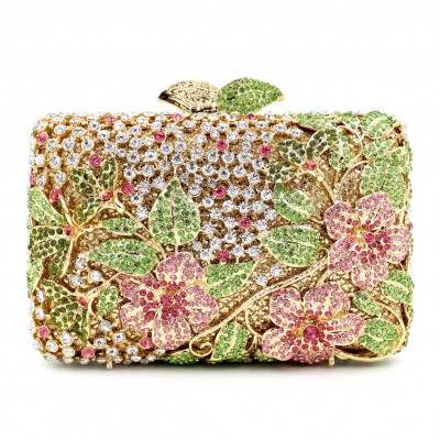 Both Side Handmade Diamond Flower Crystal Evening Bag Clutch Bags Upscale Styling party Day Clutches Lady Wedding mini Purse 