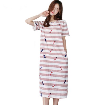 Summer cotton nightwear plus size night dress women nightgown short sleeve ladies sleepwear nightie nightshirt M-3XL