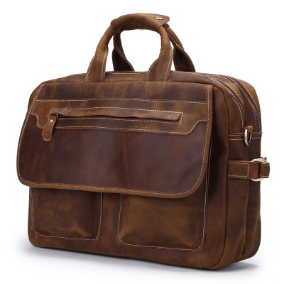 Vintage Crazy Time-limited Horse Leather Man Tote Bag Designer Handbag Mens Bags New Men Messenger Shoulder Laptop Briefcase 