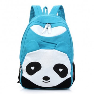 5pcs( Womens Panda Style School Bags Canvas Bookbag Rucksack - Sky Blue 