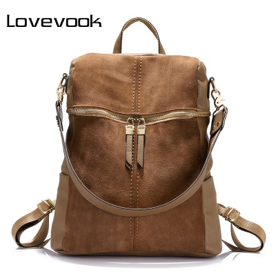 Backpacks for Girls vintage women backpack nubuck leather+PU school backpacks for teenage girls casual large capacity shoulder bags