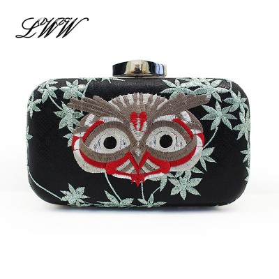 European and American Style Handbag Lady Shoulder Bag Women Embroidery Owl Bags Spain Style Evening Clutch Bags Party Clutches 