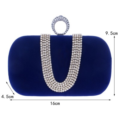 Rhinestones Evening Bag Wedding Purse Finger Ring Diamonds Chain Shoulder Handbags Crystal Evening Bag