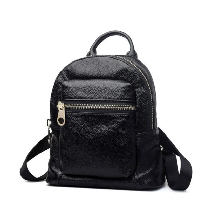 2019 Fashion Women Leather Mini Backpacks For Girls Schoolbag Genuine Leather Rucksacks Backpack Female Black Leather Small Backpack