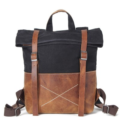 20-35 Litre Men Canvas Backpack Vintage Canvas Rucksack Aptop Backpack Waterproof Laptop Backpack Leather