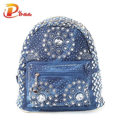 American apparel denim backpack Preppy Style School Student Denim Bag Women Messenger Bag Lengthen Double Straps Back Pack Tote Teenage Girls black blue denim backpack