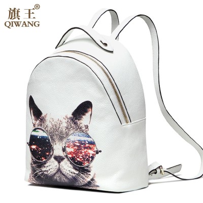 Cosplay Bag Qiwang Young Lady Fashion Genuine Leather Backpack CAT Backpack Cute School Bag Luxury College Bag for Girl Cosplay Party Cool