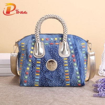 Vintage Denim Shoulder Handbags Fashion Women Bag Denim Handbag Large Capacity Blue Shoulder Bag Candy Color Women Messenger Bags