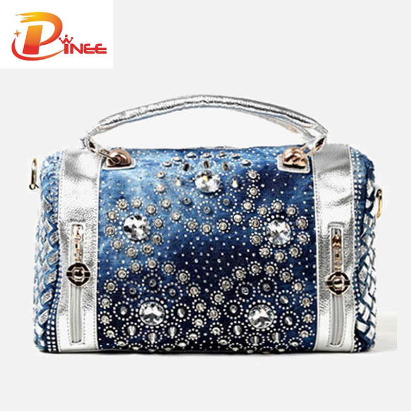 Rhinestone Handbags Designer Denim Handbags Summer fashion women ...