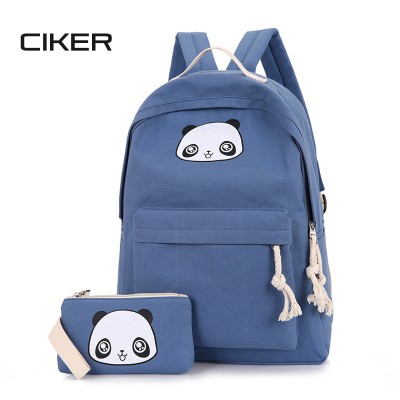 CIKER Cute Cartoon 2ps/set Women Bags Rucksack Panda Printing Backpacks School Bags For Teenagers Composite Clutch Bag Mochilas 