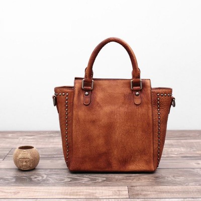 Luxury Quality Genuine Leather Ladies Handbags Famous Brand Designer Women Casual Tote Vintage Femina Top-handle Shoulder Bags 