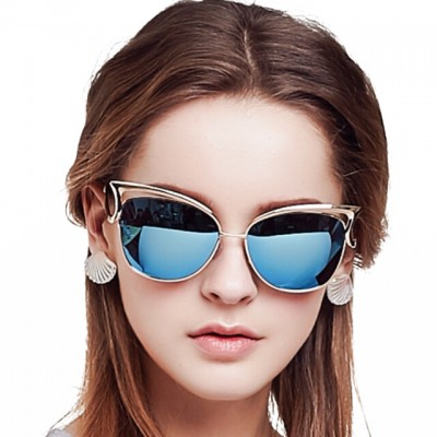 BLUEKIKI YEUX cateye fashion sunglasses women polarized mirror vintage glasses