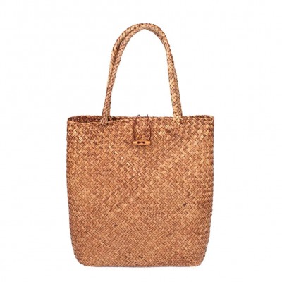 Hand Woven Large Rattan Straw Bag Flower Basket Storage Tote Female Bags Travel Handbag Shopping Braided Hand Bag For Women Girl