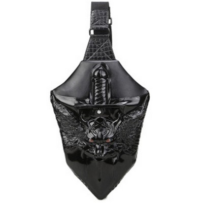 Gothic Backpacks Steelsir Fashion Punk Men Personality Black,Golden And Sliver Chest Bag Gothic Unique Dragon Messenger 3D Tide Shoulder Bags