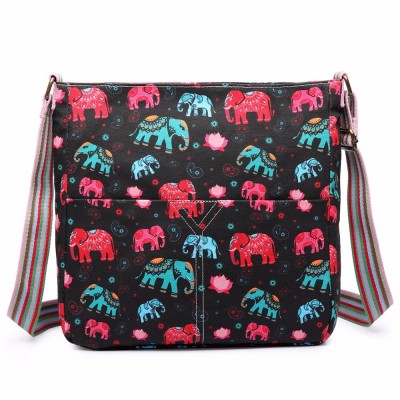 Miss Lulu Women Men New Pink Elephant Animal Print Canvas Messenger Cross Body Satchel Bag L1104NEW-E PK 