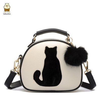 2019 Women bag Lovely Owl and Owl Hairball Women Messenger Bags Patchwork Campus Women Leather Handbags Leisure Shoulder Bags 