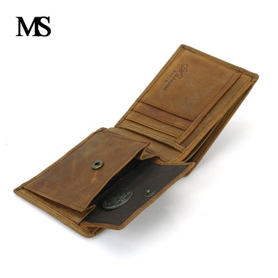 Real Leather Wallet Men Organizer Wallets Brand Vintage Genuine Leather Cowhide Short Purse Mens Wallet With Coin Pocket