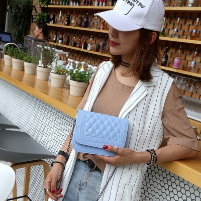 2019 PU Leather Women Messenger Bag Plaid Ladies Crossbody Bag Chain Trendy Candy Color Small Flap Shopping Handbag