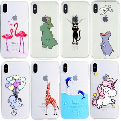 Cartoon Dinosaur Unicorn Flamingo Phone Case for iPhone X  XR Xs Max 7 6s 6 plus 8 plus Case Soft Cover